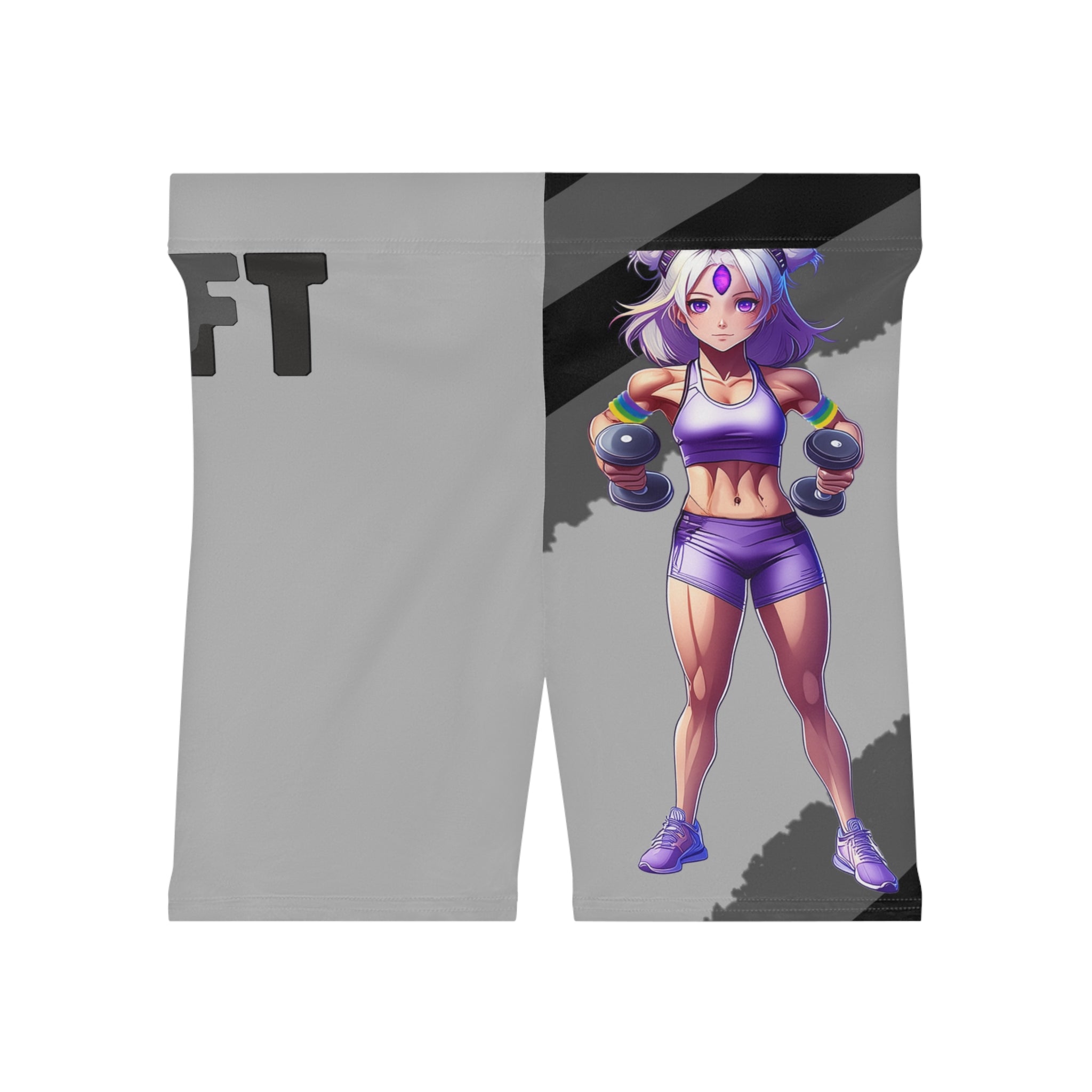 Light Grey Vibrant Women's Biker Shorts with an Anime Flair